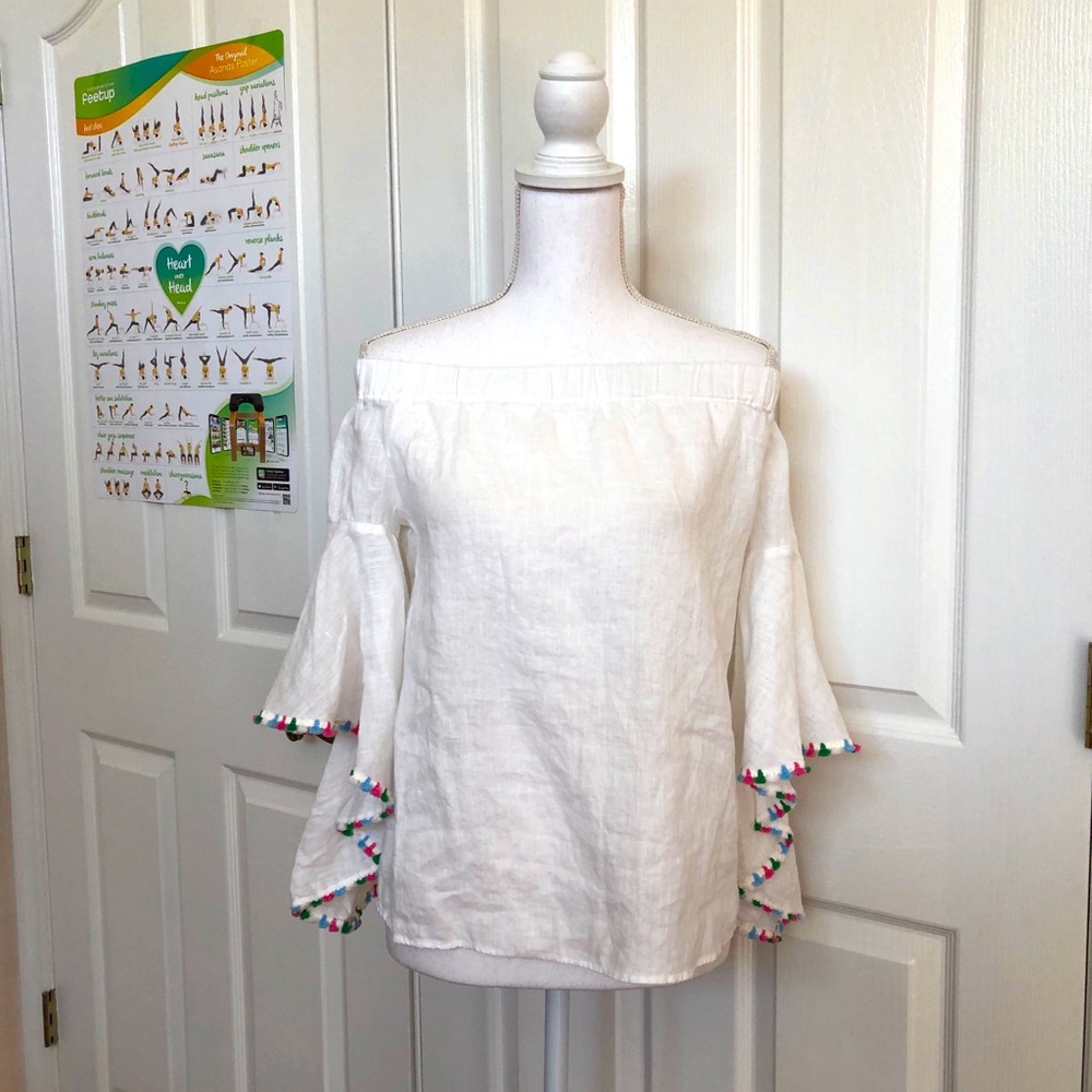 Zara Woman Linen Off The Shoulder White Top SZ S